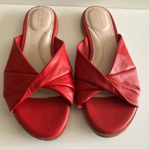 Cole Haan Women's Red Leather Slide Sandals